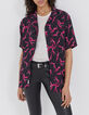 Men’s black REGULAR shirt with pink floral print-7