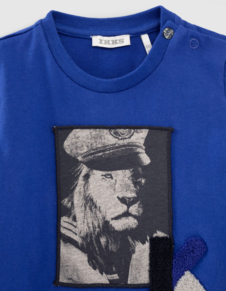 Baby boys’ electric blue lion image T-shirt-2