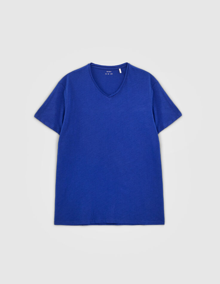 T-shirt L'Essentiel bleu électrique encolure V Homme-4