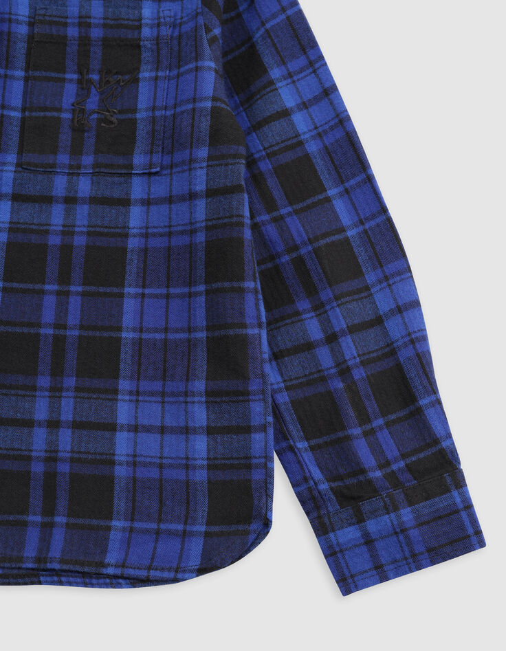 Blue plaid shirt with removable boy's hood-7