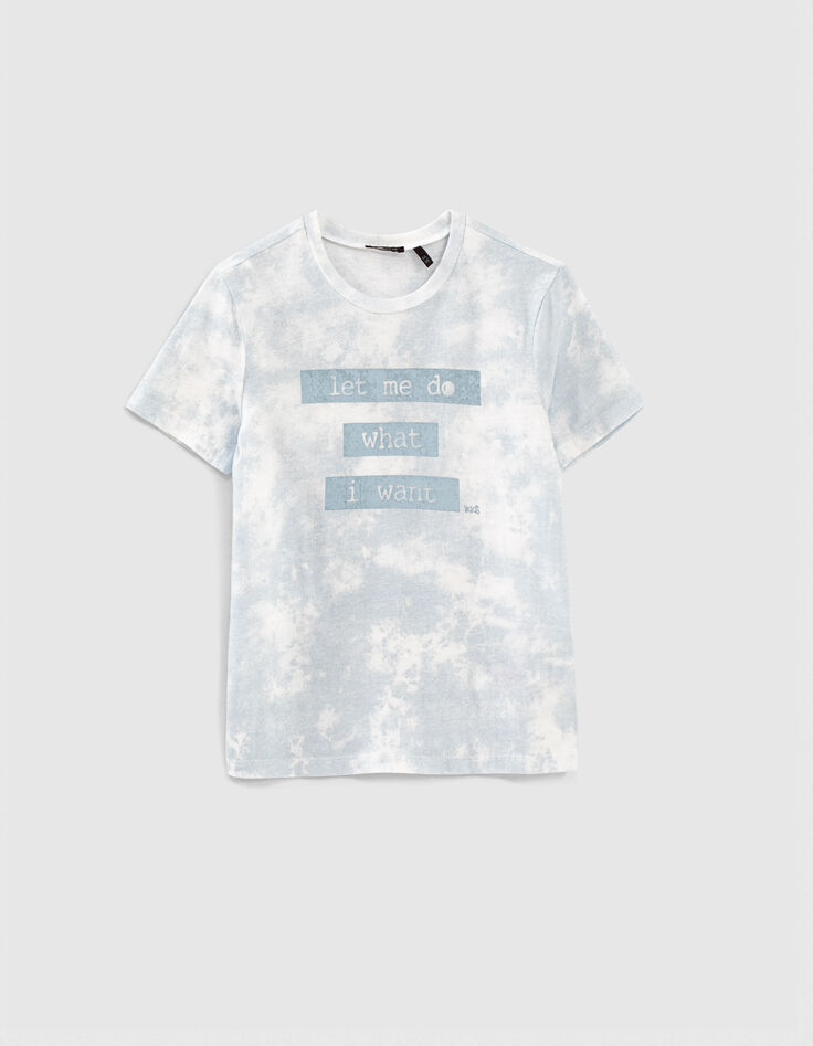 Boys’ blue tie-dye slogan T-shirt-1