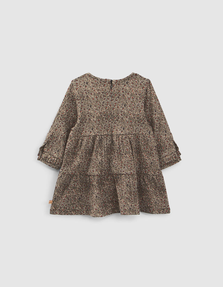 Baby girls’ khaki leopard floral print dress-3