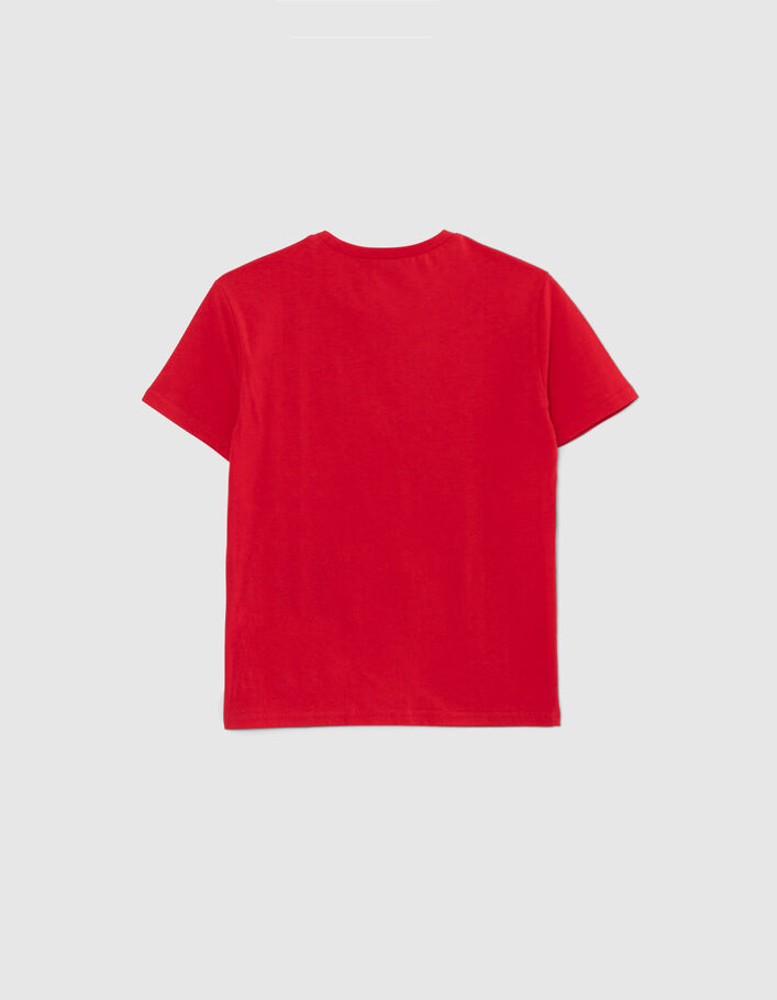 Camiseta roja algodón ecológico rayo gafas niño