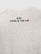 Boys’ beige organic cotton T-shirt with rubber slogan-3