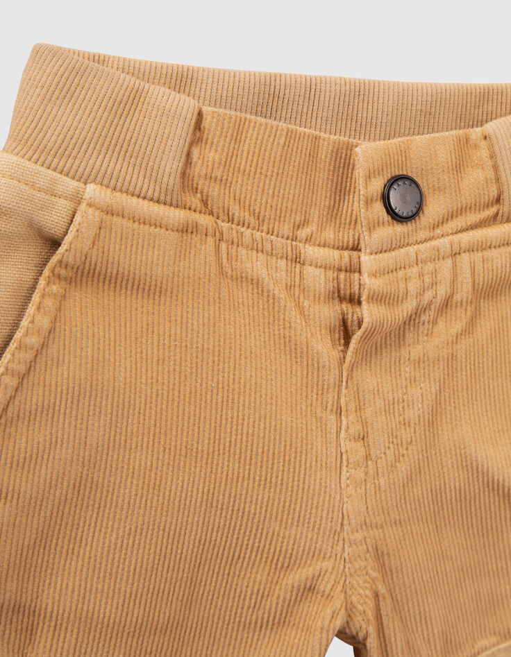Baby boys’ camel mixed-fabric elasticated trousers-2