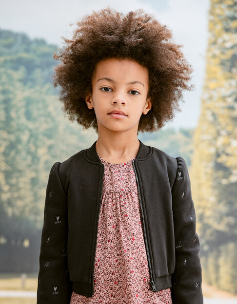 Girl's black fleece bomber cardigan - IKKS