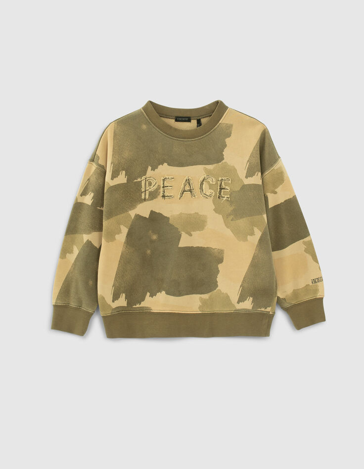 Sudadera beige felpa algodón ecológico camuflaje niño-1