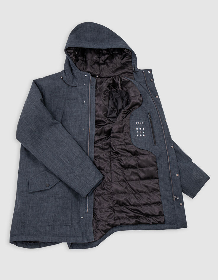 Men's denim-effect quilted indigo parka-5