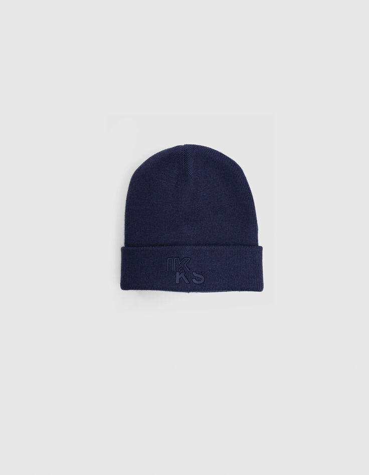 Gorro azul marino punto logo goma niño-1