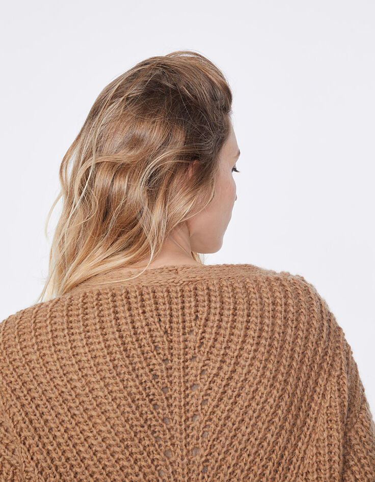 Women’s mahogany fluffy knit cardigan-5