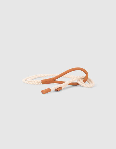 Women’s beige cord tie belt with leather buckle - IKKS