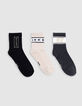 Boys' black, grey and beige socks-1