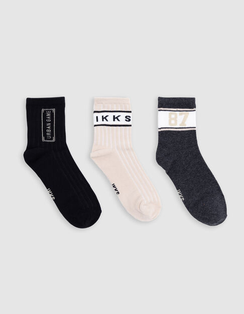 Boys' black, grey and beige socks - IKKS