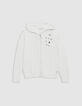 Woman's white zipped cardigan with Intarsia message back-6