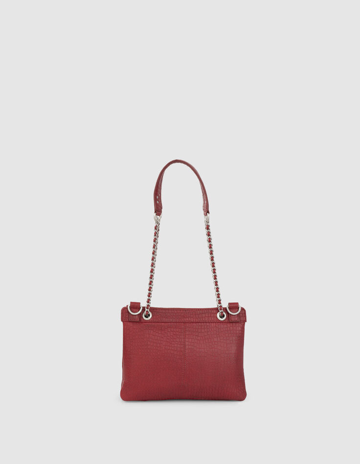 Sac pochette 1440 Reporter cuir rouge embossé croco Femme-4