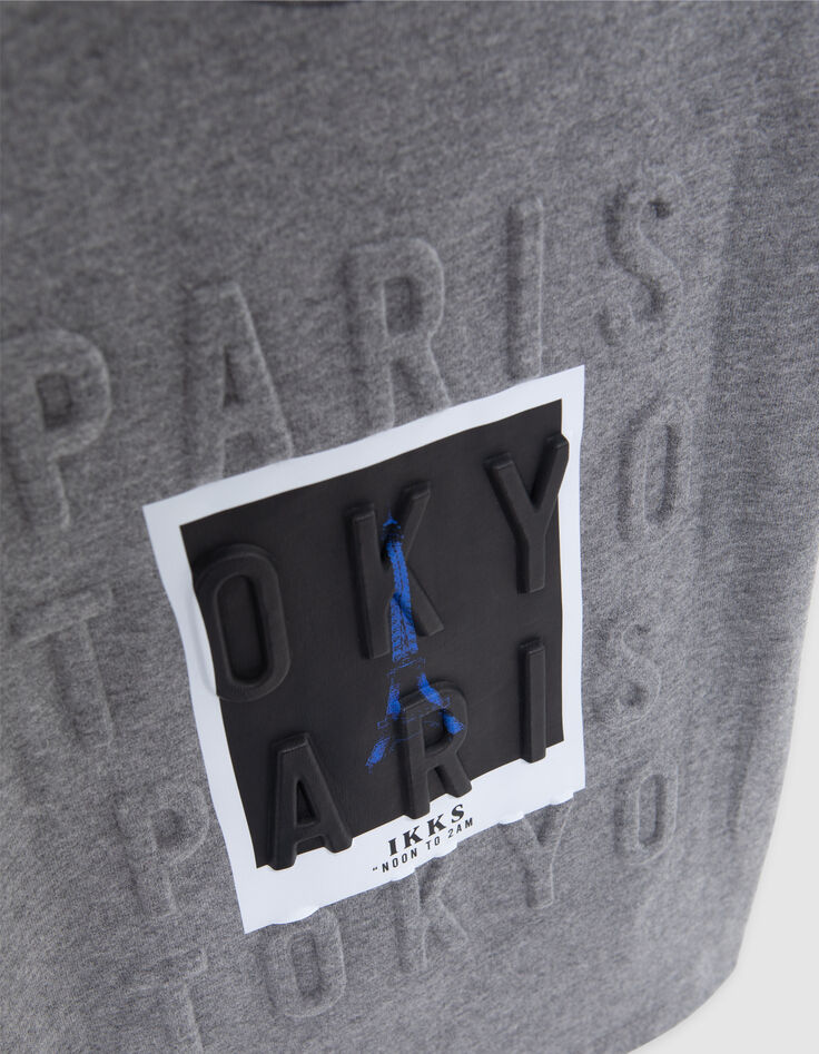 Grey boy's embossed message T-shirt with Polaroid effect-5