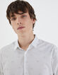 Men’s white dotted print EASY CARE SLIM shirt-4