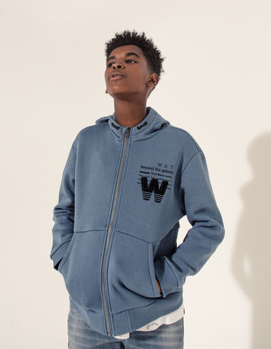 Boys’ storm relaxed cardigan with lettering on hood - IKKS