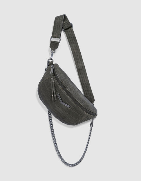 THE 1. khakifarbene gesteppte Ledertasche mit Prägung Frau - IKKS