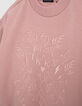 Pink sweatshirt with tone-on-tone embroidery for girls-8