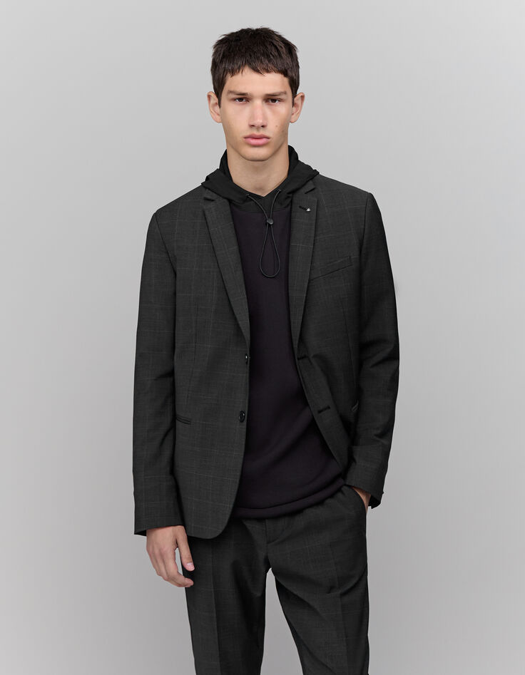 Men's anthracite check suit jacket-5