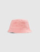 Girls’ peach and ecru reversible sun hat-1