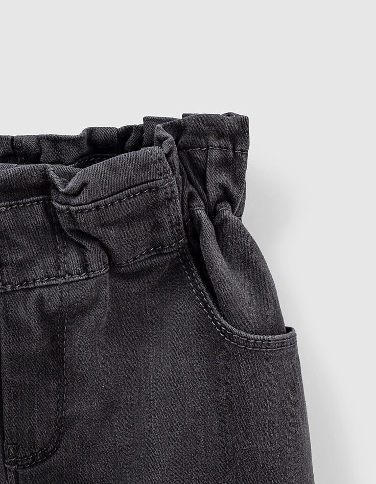 Jean paper bag black used à ceinture fixe fille-5