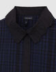 Girl's navy check cropped shirt-3