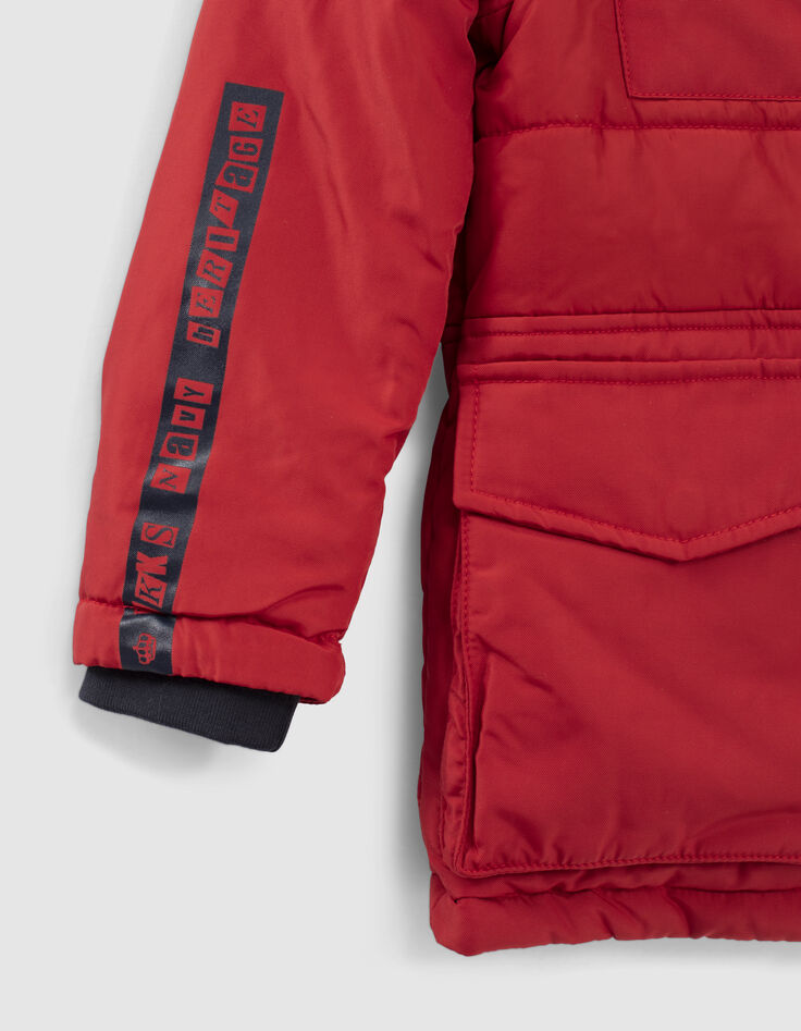 Parka rojo medio con capucha forrada niño-4