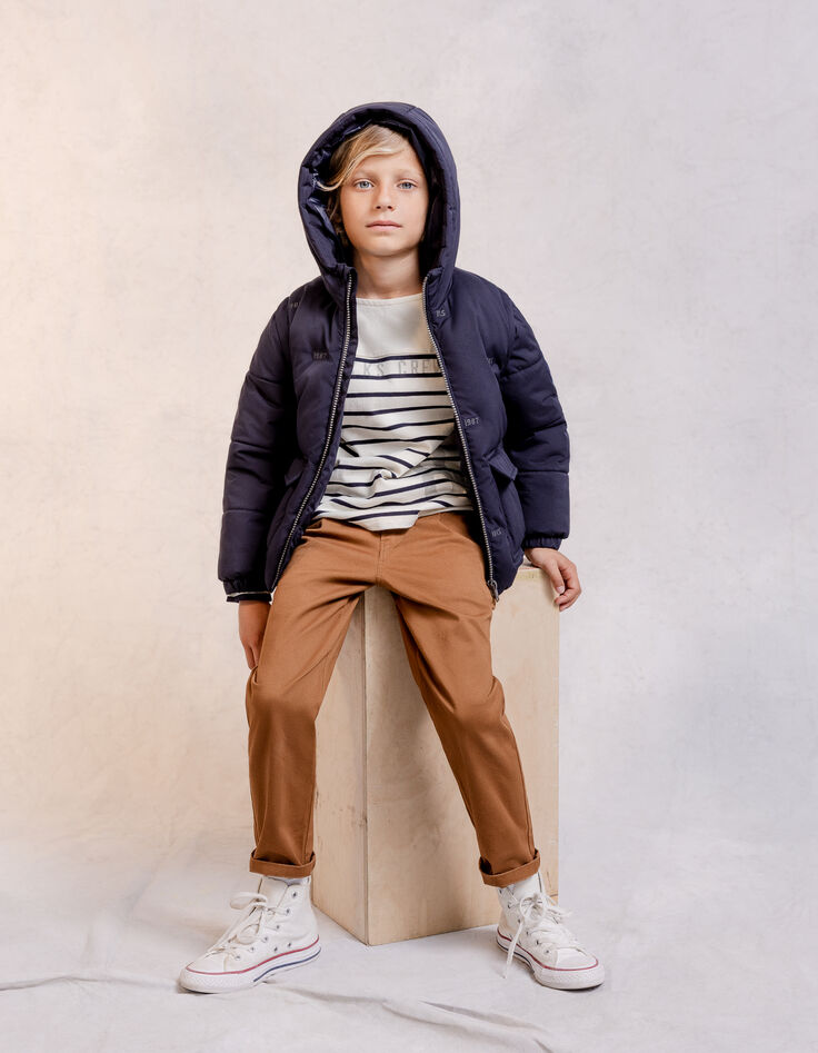 Boys' navy down jacket with removable sleeves-3