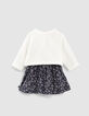 Baby girls’ navy 2-in-1 dress with plush cardigan-3