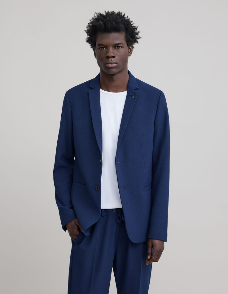 Veste de costume indigo seersucker Homme-1