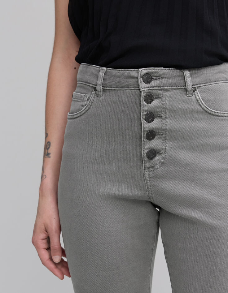Gerade Waterless Damen-Jeans smaragdgrün mit Knopfverschluss-8