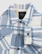 Boy's blue wool plaid jacket with lining-8