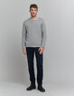 Men's fine-knit grey sweater with rolled edges-2