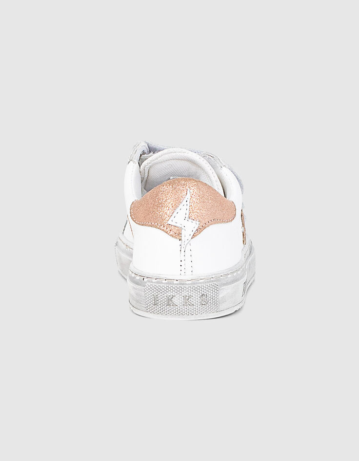 Girls’ white trainers with a pink star and Velcro-3