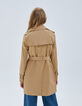 Women’s beige belted mid-length trench coat-2