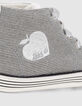 Baby girls’ grey & white embroidered apple-heart trainers-4