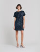 Women's reversible sequin-embroidered blue dress-1