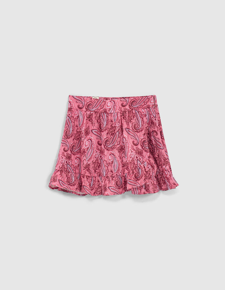 Girls’ fuchsia Paisley print Ecovero® culottes-1
