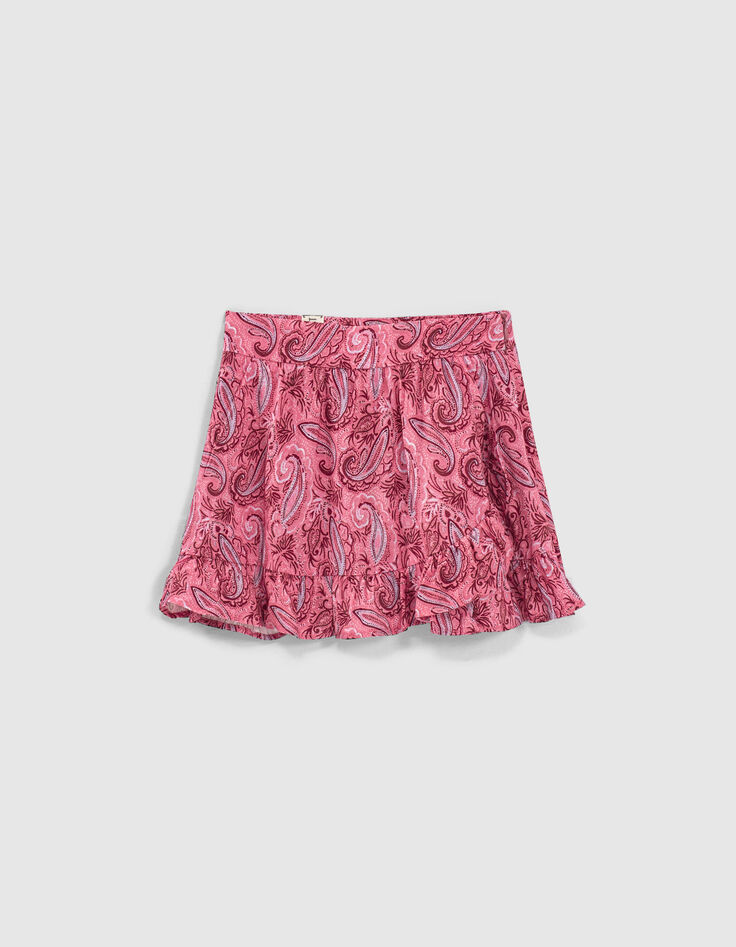 Jupe-short fuchsia imprimé cachemire Ecovero® fille-1