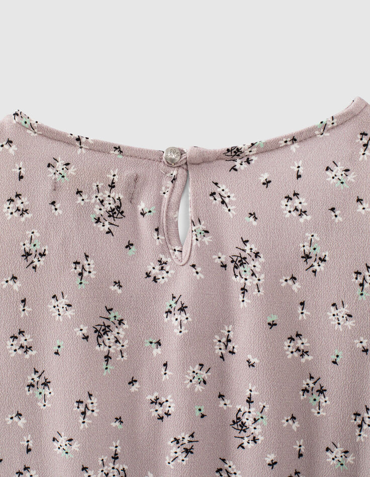 Lichtpaarse blouse microbloemenprint cropped meisjes-5