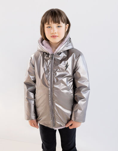 Girls’ violet Sherpa/bronze reversible padded jacket - IKKS