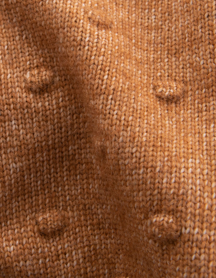 Cardigan zippé camel tricot fantaisie bébé fille-6