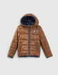 Boys’ navy tattoo/cognac reversible padded jacket-3