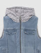 Boys’ blue denim/grey reversible sleeveless padded jacket-5