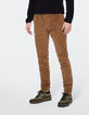 Bruinbeige SLIM fit broek in ribfluweel Heren-2