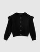 Girls’ black knit ruffled cardigan-1