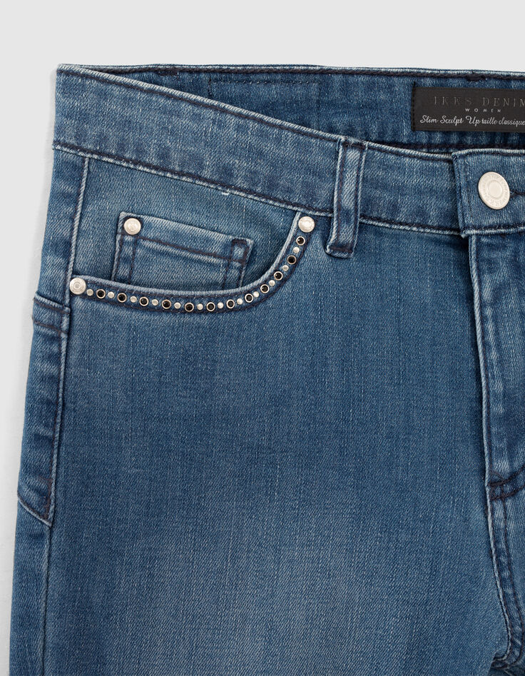 Blauwe slim jeans sculpt up mid waist sierstuds zakken-6