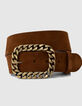 Women’s sand suede curb-chain style belt-3